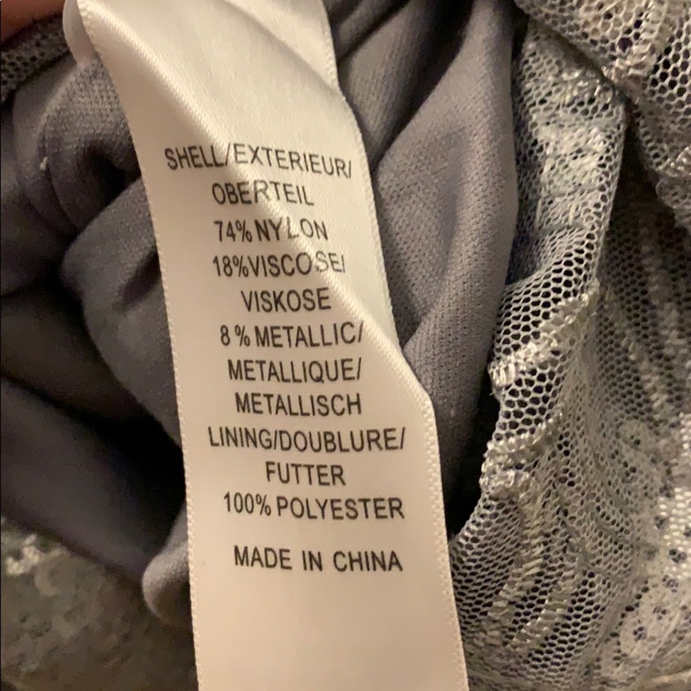 Aidan Mattox Silver Long Sleeve Cocktail Dress - Picture 6 of 8